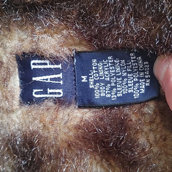 GAP Dark Blue Jean Jacket with Brown Faux Fur Trim - Picture 4 of 9